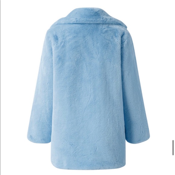 New baby blue faux fur vegan jacket fluffy❤️1 left - Picture 2 of 4